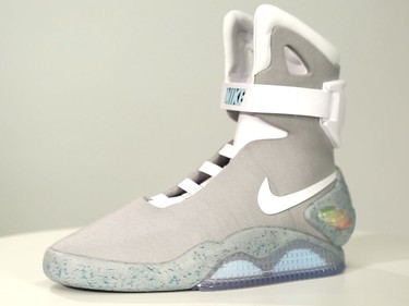 Nike Light Up Air Mags: 
You might recognize these shoes as the ones Marty McFly wore in Back to the Future 2. Phung’s pair is a copy, though; the authentic article can cost up to $12,000. “They were only ever released for Parkinson’s research, and rappers bought them all because they’re the only dudes who have the money to drop on a shoe,” Phung says. He got his from a prop-builder he found online.