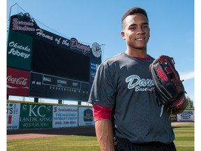 Okotoks Dawgs baseball player Clayton Keyes is one of the top Canadians going into next month's Major League Baseball draft.  He is at Seaman Stadium in Okotoks, Ab., on Monday May 2, 2016. Mike Drew/Postmedia