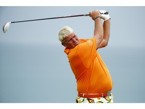 SHEBOYGAN, WI - AUGUST 14:  John Daly of the United States plays his shot from the 16th tee during the second round of the 2015 PGA Championship at Whistling Straits on August 14, 2015 in Sheboygan, Wisconsin.
