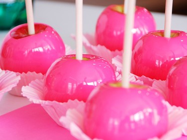 Pink strawberry candy apple