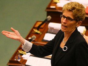 Ontario Premier Kathleen Wynne speaks at Queens Park in Toronto, Ont.