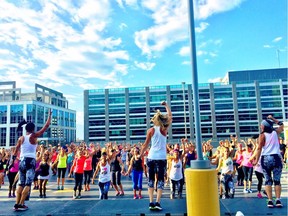 Rooftop HIGH Fitness class in Salt Lake City.