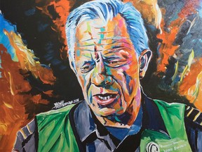 Artist Russell Thomas' painting of Fort McMurray Fire Department Chief Darby Allen.