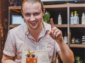 Shelby Goodwin and his winning drink at the Marriott Hotels Bourbon Battle.