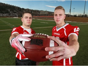 Calgary brothers Colton, left and Brett Hunchak, currently with the York Lions, are seen here with the U-19 Team Canada squad that played in Texas last year. (File)