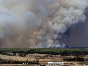 Aerial view of the wild fires in the Fort McMurray area from a CH-146 Griffon. The Canadian Armed Forces have deployed air assets to the area to support Alberta's emergency response efforts.