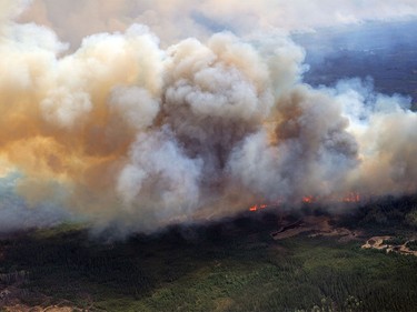 Aerial view of the wildfires in the Fort McMurray area from a CH-146 Griffon on May 4, 2016. The Canadian Armed Forces have deployed air assets to the area to support the Province of Alberta's emergency response efforts.  Photo: MCpl VanPutten