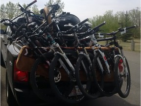 The Calgary Police Service recovered more than $100,000 in stolen property including bikes (pictured) as well as quantities of drugs from a home in the 100 block of Falshire Drive N.E. on Friday, April 22, 2016.