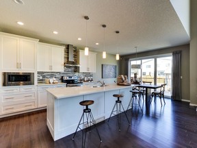 The kitchen in the Walden show home, one of two grand prizes built by Homes by Avi for the Kinsmen Lotto for the Alberta Children's Hospital.