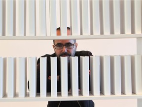 Wafaa Bilal, pictured on Wednesday May 25, 2016 in Calgary, Alta will be presenting his artwork, 168:01. Bilal, an Iraq-American artist whose 168:01is makeshift library filled with 1000 empty white books, symbolizes Baghdad's library which was looted and destroyed in 2003.