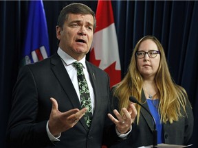Oneil Carlier (left/Alberta Minister of Agriculture and Forestry) and Christina Gray (right/Alberta Minister of Labour) released details on May 20 on the next phase of consultations on the Enhanced Protection for Farm and Ranch Workers Act, Bill 6.