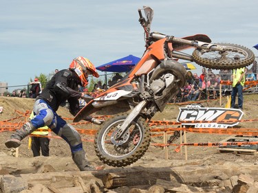 Dan Joughin loses grip on his bike at the Redbull Chasing Limits Motor Cross competition in Calgary on June 22, 2016.