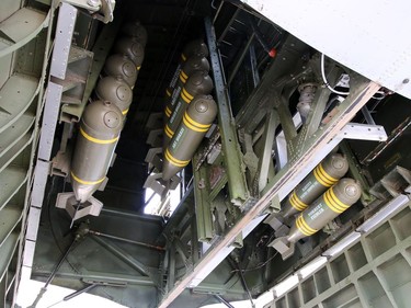 The bomb bay on Aluminum Overcast, a B17 Flying Fortress at the Springbank Airport outside Calgary on Wednesday June 22, 2016. The WW II bomber is owned by the U.S. based Experimental Aircraft Association who will take people on flights in the vintage aircraft. Flights are used as a fundraiser for the organization to help restore and maintain vintage aircraft.