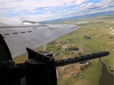 Aluminum Overcast, a B17 Flying Fortress flies near Springbank Airport outside Calgary on Wednesday June 22, 2016. The WW II bomber is owned by the U.S. based Experimental Aircraft Association who will take people on flights in the vintage aircraft. Flights are used as a fundraiser for the organization to help restore and maintain vintage aircraft.