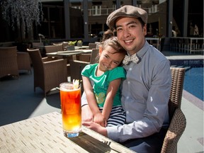Bartender Franz Swinton, with daughter Lillian, 4, mixed up this "Dad Cocktail" for Father's Day at the Raw Bar at Hotel Arts. in Calgary, Ab., on Monday May 30, 2016.