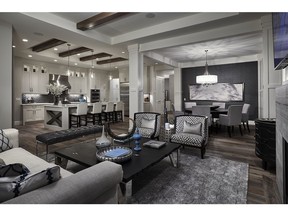 The open-concept great room in the Bentley by Calbridge Homes on Mahogany Island.