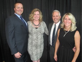 The 19th annual AARC Gala Benefit Dinner held May 26 at the Telus Convention Centre was an enormous success thanks in large part to day-one presenting sponsor Remington Development Corporation. Pictured, from left, are Remington's Jason Rice, Alanna Remington Rice,  Jamie Cooper and Lisa Cooper.