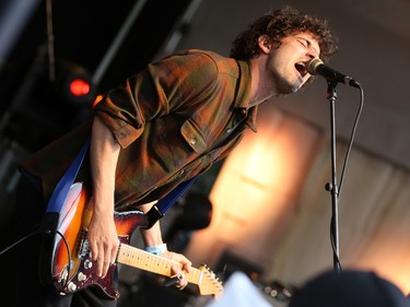 Suuns lead singer Ben Shemie performs in Calgary's Olympic Plaza during the Sled Island Music Festival on Saturday June 25, 2016.