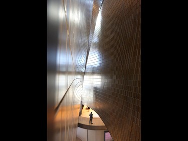 Guests walk inside Studio Bell, home the National Music Centre in Calgary during the ceremonial opening on Wednesday June 29, 2016. The Centre opens to the public on Canada Day.