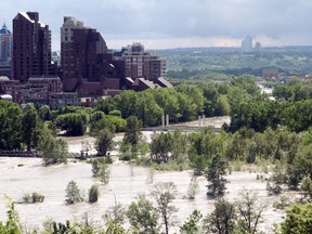 The Bow River after it flowed over its banks and submerged Prince's Island Park on June 21, 2013.
