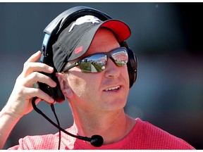 Calgary Stampeders head coach Dave Dickenson during the teams intrasquad mock game at McMahon Stadium in Calgary, Alta.. on Sunday June 5, 2016.