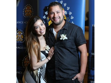 Jasmine Simpson and Juan Dolph are pictured at the BMO Centre as the Calgary Police host the annual Chief's Awards Gala Thursday evening June 2, 2016. In November 2015 the couple stopped a man beating his wife in a car dealership parking lot.
