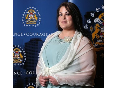 Paris Hazelwanter is pictured at the BMO Centre as the Calgary Police host the annual Chief's Awards Gala Thursday evening June 2, 2016. In September 2015 she gave aid to a woman who had been shot in her car in the NW.