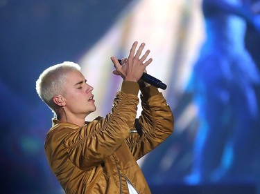 Justin Bieber performs in Calgary at the Saddledome Monday evening June 13, 2016.