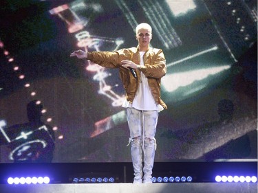 Justin Bieber brings his Purpose World Tour to Calgary at the Saddledome  Monday June 13, 2016.