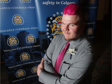 Matthew Eyre is pictured at the BMO Centre as the Calgary Police host the annual Chief's Awards Gala Thursday evening June 2, 2016. Eyre intervened in a suicide attempt on an overpass in February 2016, saving a man's life.