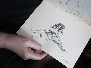 Sketches from Bag One, a controversial 1969 collection of nude drawings by John Lennon at Kelly Jay's  home in Penbrooke Meadows.