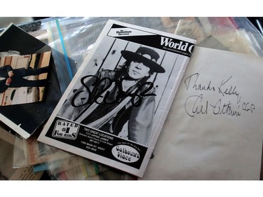 Memorabilia given to him personally and signed by Stevie Ray Vaughan and Chet Atkins in Kelly Jay's  Penbrooke Meadows home.