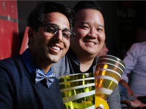 Ali Hamzah Virk, left, and Gabriel Yee hold their Eddies at the Big Rock Eddies Short Film Festival Saturday night  at Theatre Grand Junction. Yee took first place with Olga-An Arequipa Story while Virk took third with Changes.