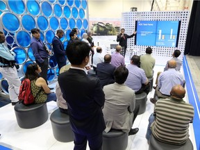 Delegates explore the booths at the Global Petroleum Show in the BMO centre at Stampede Park on Tuesday, June 7, 2016.