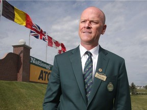 Spruce Meadows senior vice-president Ian Allison stands at the east entrance to the world renowned show jumping facility Wednesday, June 8, 2016 on the opening day of The National. The corner will eventually make way for an interchange on the Calgary Ring Road.