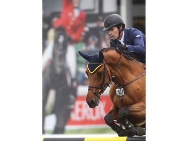 Conor Swail of Ireland rides Cita to a clean run, taking first place in the Erwin Hymer Group Cup at Spruce Meadows Wednesday June 8, 2016 on the opening day of The National.