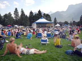 Fans relax during a workshop at the Canmore Folk Festival, the oldest folk festival in Alberta.