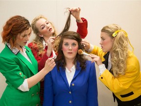 Cappuccino Theatre presents Heathers The Musical starring, from left, Jamie Robinson, Eden Hildebrand, Chelsea Millard and Tanis Laatsch.