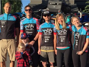 The Wheels for Wells Vancouver to Calgary cycling team from left to right: Justin Vink, Brad Sawa, David Custer, Sarah Fillier and Kaitlyn Ahearn.