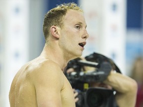 Jason Block placed 1st in the Men 100 LC Meter Breaststroke event at the Olympic swimming trials at the Toronto Pan Am Sports Centre in Toronto, Ont. on Tuesday April 5, 2016. Ernest Doroszuk/Toronto Sun/Postmedia Network