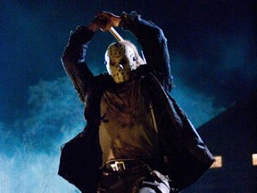 Jason, Derek Mears, prepares to slice and dice some fresh victims in New Line Cinema's and Paramount Pictures' horror film Friday the 13th .