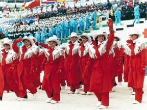 The opening ceremonies of the 1988 Olympics in Calgary.