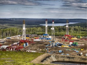 Nov. 9, 2015: Pictures of rigs on a drilling pad. From its Montney operations 100 kilometres south of Grande Prairie.