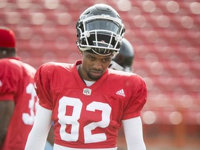 Newcomer Cameron White walks during the Calgary Stampeders training camp at McMahon Stadium in Calgary, Alta., on Wednesday, June 8, 2016. The regular season begins on June 25, when the Stamps head to B.C. Lyle Aspinall/Postmedia Network