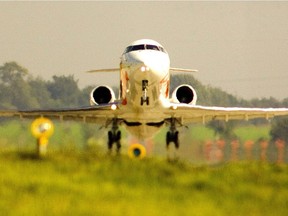 The first Air Canada Jazz daily flight from London to Winnipeg leaves London airport yesterday afternoon. The flight marks the beginning of Air Canada's new year-round service between London and the Manitoba capital. The CRJ-200 Bombardier regional jets seat 50. Mike Hensen/London Free Press