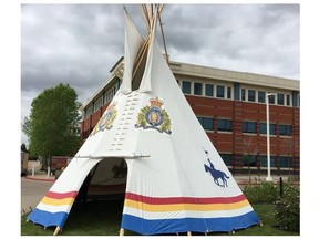 The canvas on the RCMP teepee at the Gleichen detachment went missing on the night of June 22 or early morning of June 23 in Siksika First Nation.