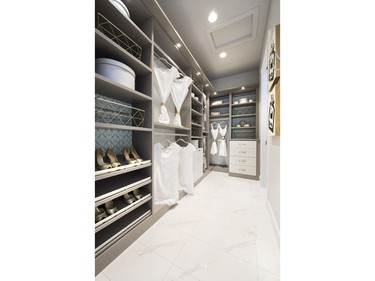 The walk-in closet of the 2016 Stampede Rotary Dream Home by Homes by Avi.