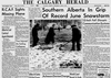 The front page of the June 6, 1951 Calgary Herald, details that day’s heavy snowfall.