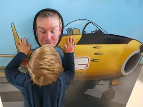 Shawn Nelson and son Everett, 3-1/ 2 yrs, during the 5th annual Wings and Wheels Father's Day event at the Aero Space museum in Calgary on Sunday, June 19, 2016. Dads were admitted free for the day.