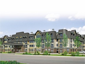 An artist's rendering of the exterior of Swan Evergreen Village, by Swan Group.